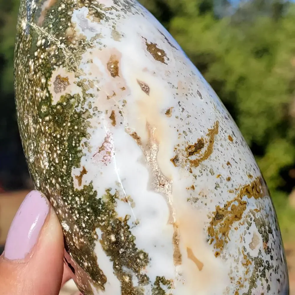 Ocean Jasper Pink Rounded Standing Druzy Freeform Crystal 600 Grams
